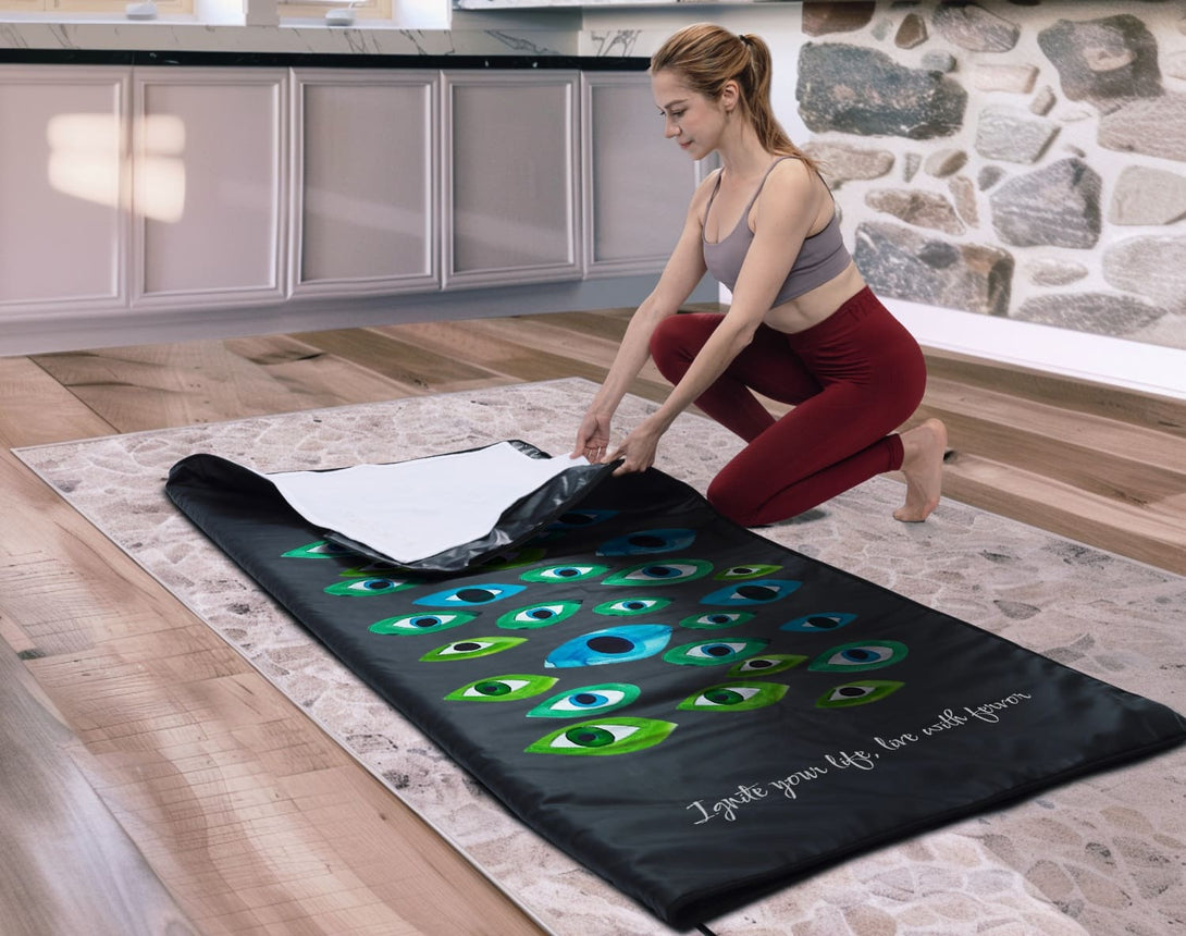 Relax with Enercozy's 'Mystic Glimpse' Infrared Sauna Blanket, offering calming heat that enhances vitality and purpose through awakening insight.